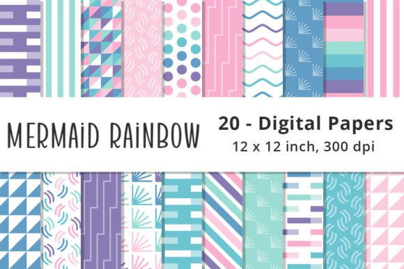 Download Mermaid Rainbow Digital Background Paper - Background Collection