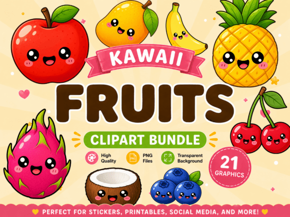 Download Cute Kawaii Fruits Clipart - Fruits Collection