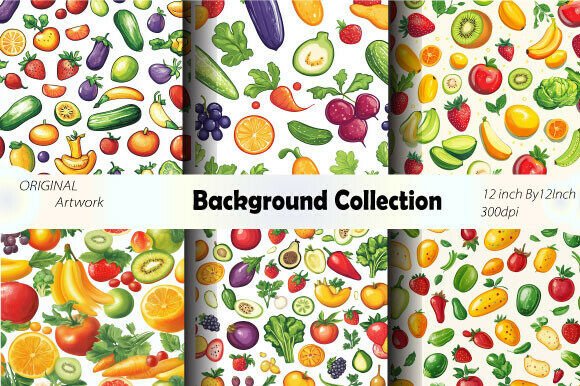 Download Fruits Veggies Background Seamless - Background Collection