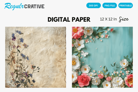 Download Floral Background Digital Paper Patterns - Background Collection