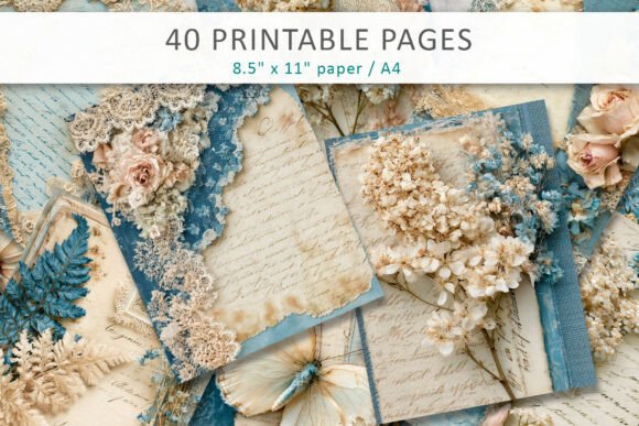 Download Vintage Shabby Chic Junk Journal Pages - Premium Bundle
