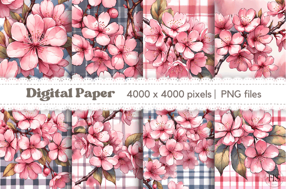 Download 8 Shabby Chic Sakura Gingham Background - Background Collection