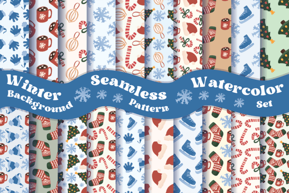 Download Winter Background Seamless Pattern Watercolor Set - Background Collection