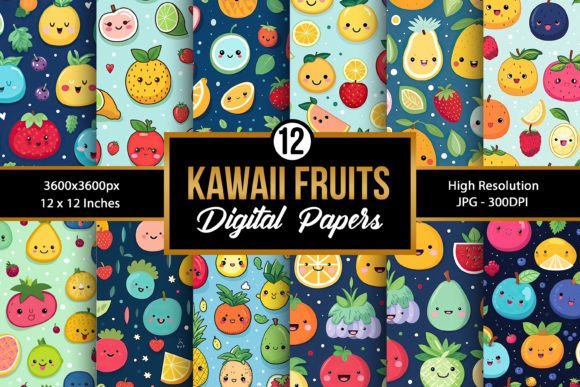 Download Seamless Kawaii Fruit Pattern Background - Background Collection