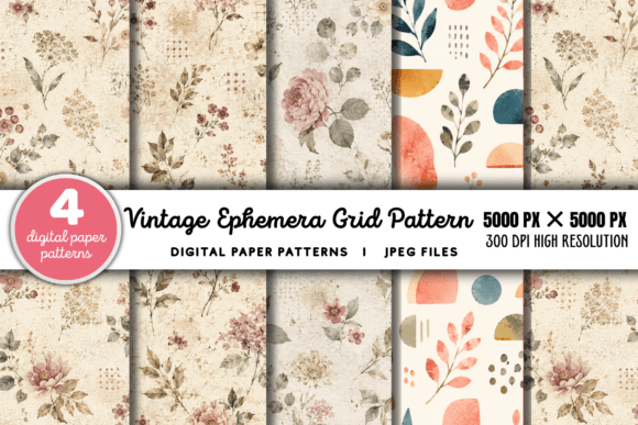 Download Vintage Grid Lined Ephemera Background 4 - Background Collection