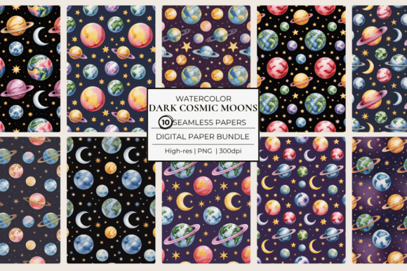 Download Cosmic Moons Dark Background Seamless - Background Collection