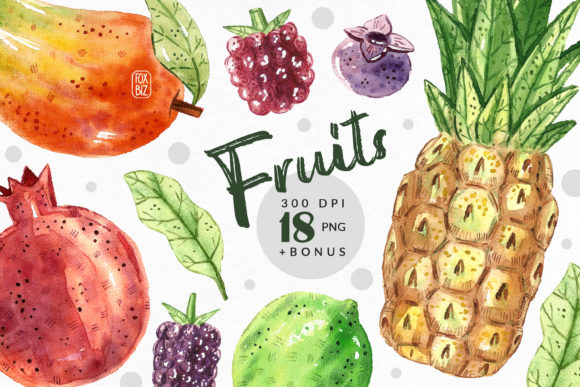 Download Tropical Fruits Watercolor Clipart - Fruits Collection