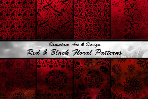 Download Red &amp; Black Floral Patterned Backgrounds - Background Collection