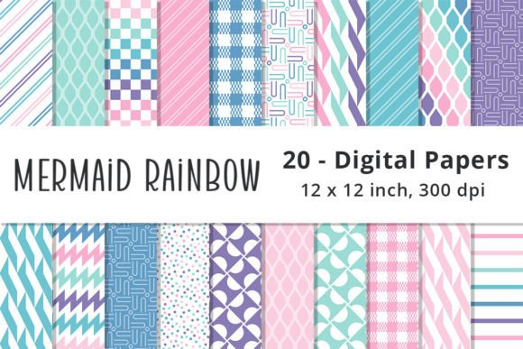 Download Mermaid Rainbow Background Digital Paper - Background Collection