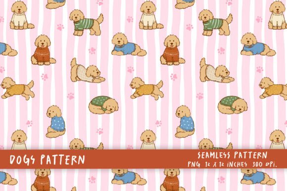Download Cute Doodle Dog Lover Striped Background - Background Collection