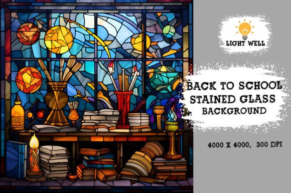 Download Stained Glass Back to School Background - Background Collection