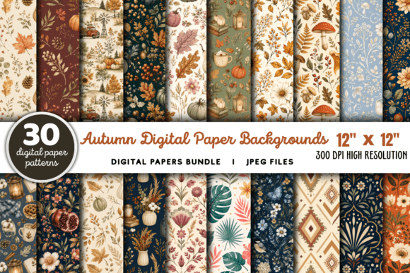 Download Autumn Digital Paper Background Bundle - Background Collection