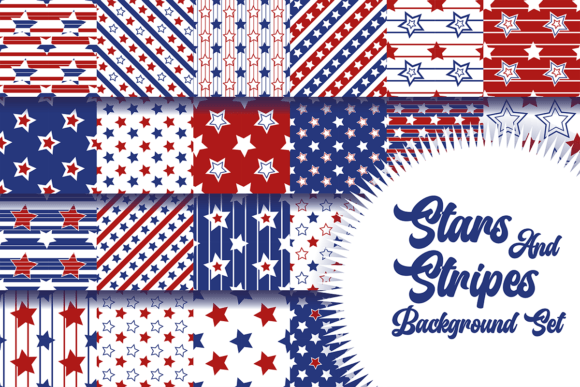 Download Stars and Stripes Background Seamless Pattern Set - Background Collection