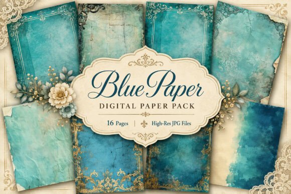 Download Teal Vintage Junk Journal Pages - Premium Resources