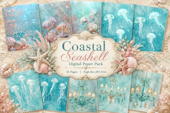 Download Coastal Aqua Junk Journal Pages - Premium Resources