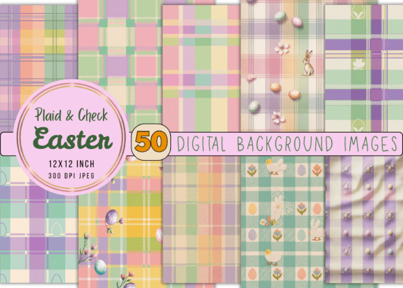 Download Plaid &amp; Check Easter Digital Backgrounds - Background Collection