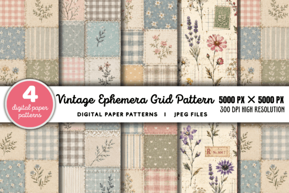 Download Vintage Grid Lined Ephemera Background 2 - Background Collection