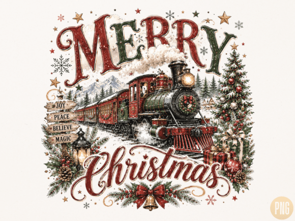 Download Merry Christmas Vintage Steam Train PNG - Merry Collection