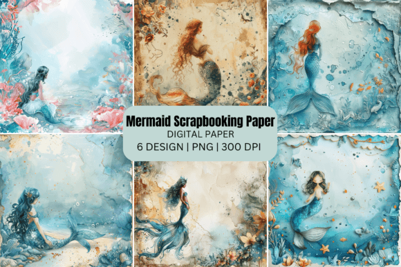Download Mermaid Scrapbooking Paper Background - Background Collection