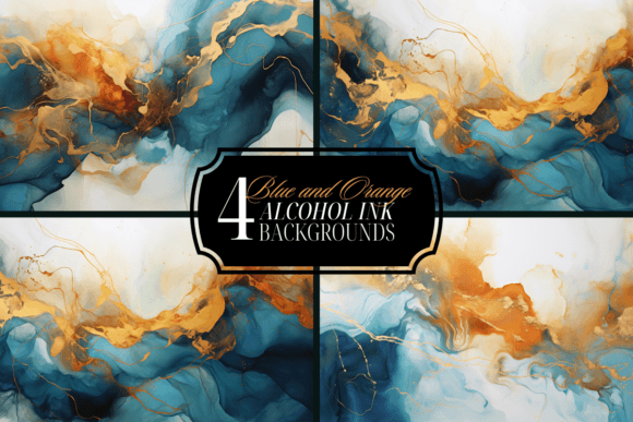 Download Blue Orange Alcohol Ink Background Pack - Background Collection