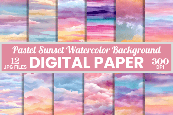 Download Pastel Sunset Watercolor Background Pack - Background Collection