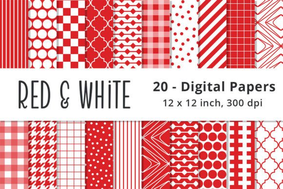 Download Red and White Digital Scrapbook Papers - Digital scrapbook paper Collection