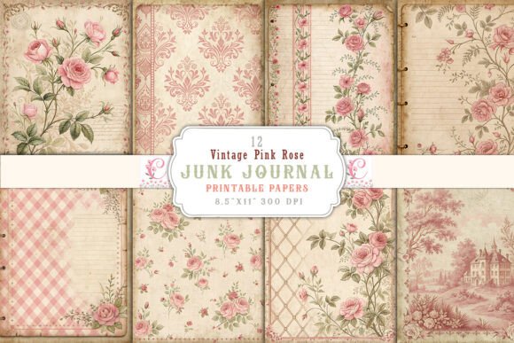 Download Vintage Pink Rose Junk Journal Pages - Premium Resources