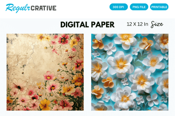 Download Floral Background Digital Paper Patterns - Background Collection
